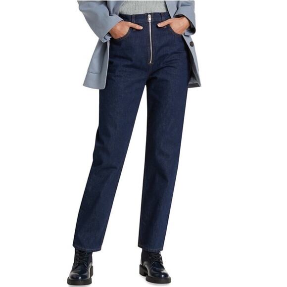 Frame Blue Cotton High Rise Le High Tight Straight Leg Exposed Zipper Jeans 32 - Picture 5 of 10